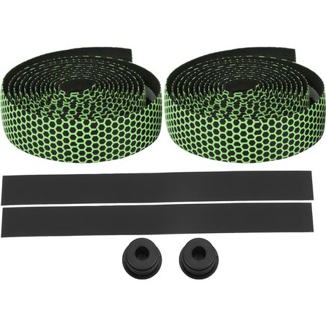 Ruban adhésif antidérapant en mousse pour guidon de vélo de route avec embouts de guidon (vert) (1/5)