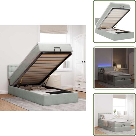 Cadre de lit ottoman avec matelas gris clair 80x200 cm velours - Cadre De Lit Ottoman - Cadres De Lit Ottoman - Cadre De Lit - Cadre De Lit Avec Rangement (1/5)