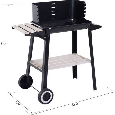 EASYCOMFORT Griglia a Carbone Barbecue Picnic Altezza regolabile Nero 87x 45 x 83 cm