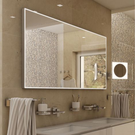 Nimco Specchi - Specchio con illuminazione LED, 120x70 cm, sensore touch, alluminio ZP 13006VX