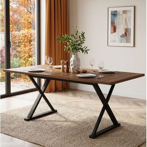 MEUBLIV Mesa de comedor 180x90 cm nogal y negro – 6 a 8 personas (1/5)