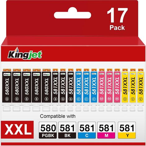 PGI-580 CLI-581 XXL Compatible avec Cartouches Canon 581 580 XXL Multipack pour Pixma ts6350 TR7550 TR8550 TS6150 TS6151 TS8150 TS8151 TS8152 TS9150 TS9155 TS6250 TS6251 TS9550 TS9551C TS8250 (1/5)