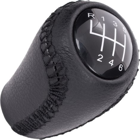 Pommeau de levier de vitesses en cuir noir pour Mazda 3 (2006-2012), boîte 6 vitesses. (1/5)
