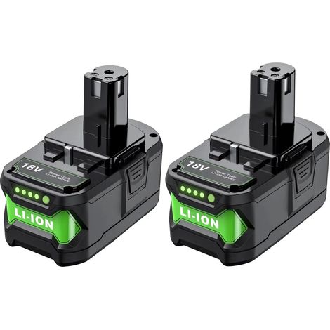 Batterie Rechargeable, Capacité 9500mAh, Technologie Li-Ion, compatible avec Ryobi, 2 PCS (1/2)