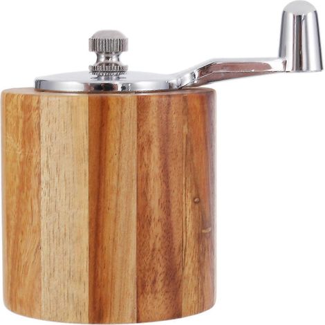 Salz- und Pfeffermühle, hölzerner Kurbelbecher, Pfefferstreuer mit klassischem, verstellbarem Griff (1/5)