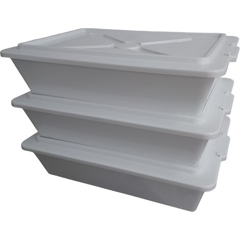 Set 3 Bacinelle frigo con coperchio LT 13 Bianca vaschette sovrapponibile 52x34x11cm frigo certificata per la conservazione e trasporto degli alimenti (1/5)