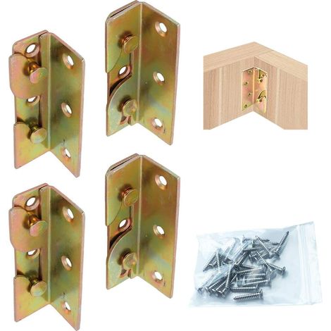 Staffe di montaggio per sponde del letto per impieghi gravosi, staffe angolari in metallo, connettori, raccordi per progetti di telai del letto, giallo cromato, set da 4