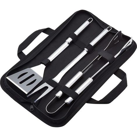 Juego básico de utensilios para barbacoa de acero inoxidable de 3 piezas con bolsa de transporte (1/4)