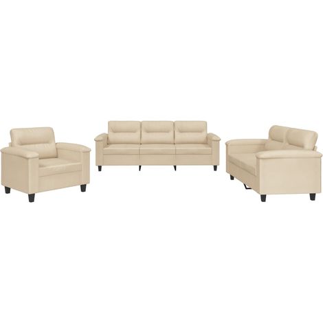Maison Exclusive - Ensemble de canapés 3 pcs avec coussins crème tissu microfibre