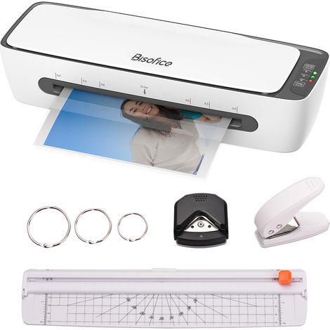 Ensemble laminoir SL688 A4 bureau 6 en 1 thermique froid 2 rouleaux 230mm coupe papier arrondisseur perforatrice reliure anneaux A4 A5 A6 maison bureau école (1/5)