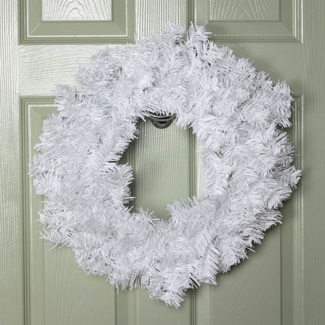 50cm Hanging Plain White Christmas Wreath with PVC Branches (1/5)