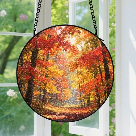 Suspension en vitrail - Attrape-soleil élégant unique, décoration intérieure artistique, cadeau Fête des Pères, Anniversaire pour homme, femme 9cm (1/5)