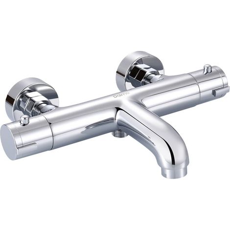 DALMO Mitigeur Thermostatique Mural, Robinet Thermostatique Bain Douche 2 Sorties à 38° Bouton de Sécurité, Laiton Chromé, Anti-brûlure - DBWF02XS (1/3)