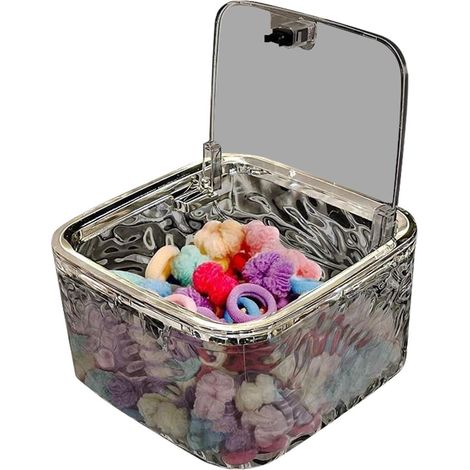 ZHIJIA PREMIUM Boîte de rangement pour bandeaux et accessoires cheveux avec couvercle transparent, organisateur empilable à compartiments pour pinces, peignes, élastiques, rubans et chouchous (1/5)