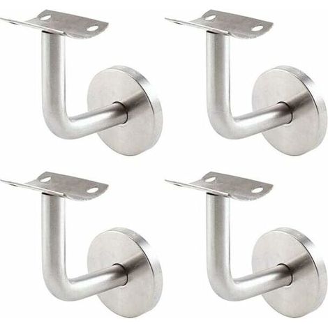 Soportes de barandilla de pared - Acero inoxidable - Pack 4 unidades - Plata (1/4)