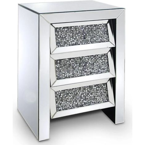Chevet 3 Tiroirs Miroir & Diamond (1/3)