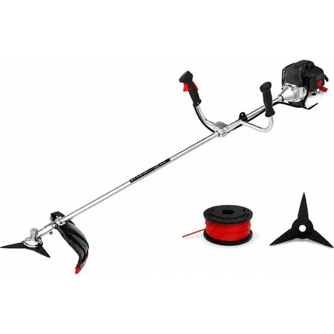Débroussailleuse thermique 52Cm3- 2.9CV 2T Largeur de coupe 42cm 2en1 Fil nylon + Lame 3 dents Coupe Herbes Ronces Lamborghini