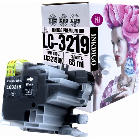 Tinta Inkdigo LC3219XLBK compatible con Brother MFC-J5330DW y MFC-J6530DW con certificación TÜV. (1/5)