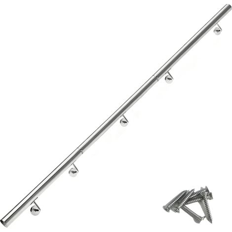 Main Courante Acier Inoxydable Rampe Escalier 300 cm support mural Argent Main Courante pour Escalier Exterieur Intérieur (1/5)