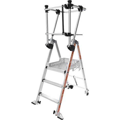 Escabeau pliant 3 marches - Hauteur max. de travail 2.67m - 2274303 (1/5)