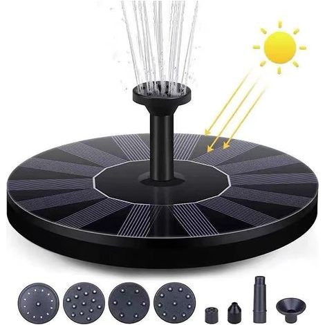 Fontaine solaire exterieure Pompe à eau 1.4W 150L/h avec 4 buses pour bassin d'agrément jardin decoration jardin