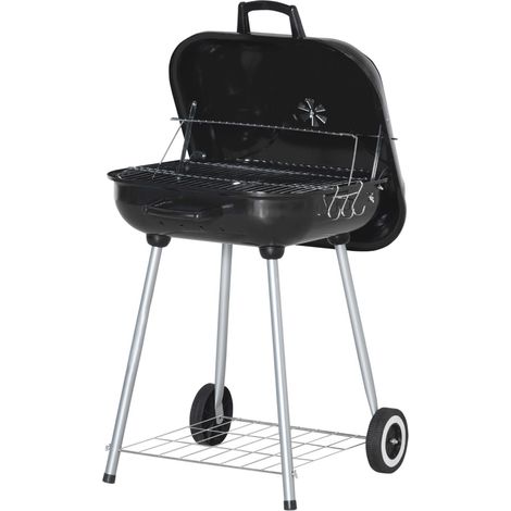 Outsunny Barbecue à charbon portable avec 2 roues et accessoires de cuisson (1/5)