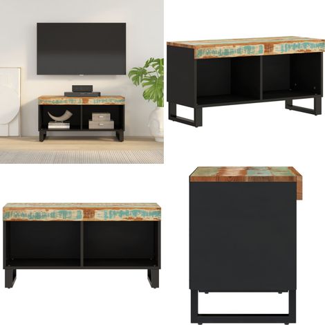 TV-Schrank 85x33x43,5 cm Altholz Massiv - TV-Schrank - Wohnzimmermöbel - Altholzmöbel - Industrielles Design - Regal - Home & Living (1/5)