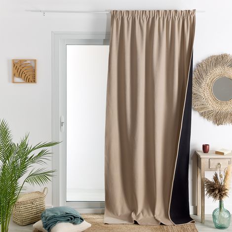 Rideau thermique phonique semi-occultant 140x260 cm – 100% polyester – Isolation 13 fois supérieure – Finition galons fronceurs