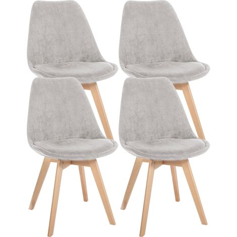 Lot de 4 chaises de salle à manger style scandinave en velours côtelé beige CDS10390 (1/5)