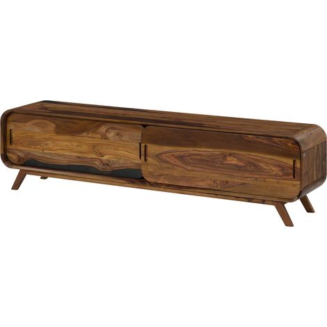Mobile TV Sheesham marrone scuro Laccato 192x40x48 cm montato parzialmente MAILAND 229 (1/4)