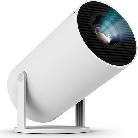 Mini Projecteur 4K Supportée, Videoprojecteur Portable WiFi Bluetooth, Projecteur Video avec Auto Keystone, 130 Pouces, Retournement à 180 Degrés, Dystème D'exploitation Android (Blanc