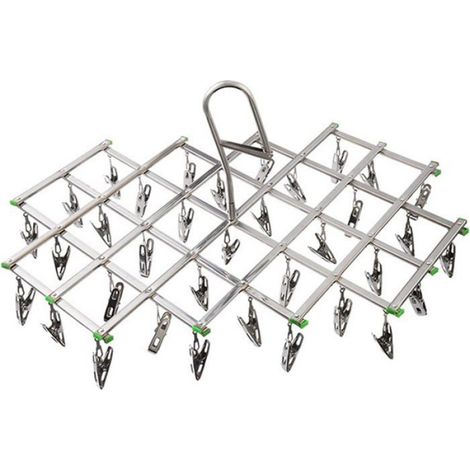 Étendoir En Acier Inoxydable - 35 Pinces À Linge - Pour Chaussettes Sous-Vêtements Bébé - 1 Pièce
