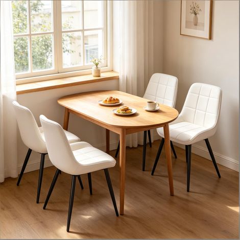 Chaises de salle à manger 4 pièces, assise rembourrée haute, pour cuisine, bureau à domicile et salon — confortable et fonctionnel (1/4)
