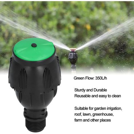 Arroseur rotatif 360° Filetage 1/2" Plastique résistant Vert Débit 350L/h pour jardin pelouse serre agriculture (1/4)