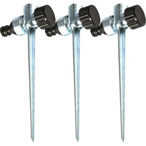 Lot de 3 Piquets en Alliage de Zinc pour Arroseur de Pelouse Buse Réglable 360°, Base Piquet Stable pour Arrosage de Jardin Facile à Déplacer (1/4)