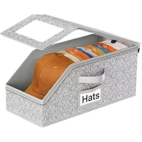 Organisateur de Casquettes de Baseball,Boîtier Transparent Porte-Casquettes Jusqu'à 24 Casquettes Conteneurs de Rangement pour Placard avec Couvercle Transparent Grande Capacité (1/5)