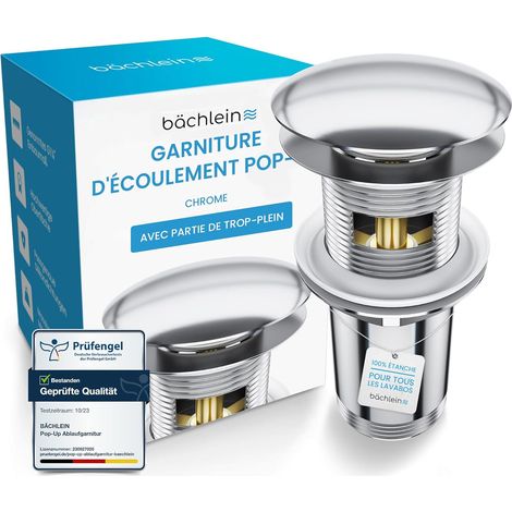 1 - Bonde Universelle - Valve Pop-up Chromée - Fonction Clic-clac avec Trop-plein - Pour Lavabo et Évier de Salle de Bain - Chrome - 1,25 Pouces (1/5)