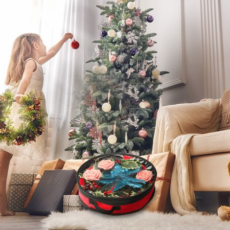 Transparente Aufbewahrungstasche aus 420D Nylon, 61 cm (24 Zoll), für Kränze und Weihnachtsdekorationen (KIN34-B1). Verpackungsmaße: 21 x 17 x 4 cm. (1/4)