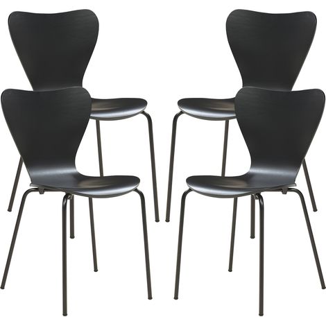 Lote de 4 sillas de comedor modernas, diseño robusto negro 030009813 (1/5)