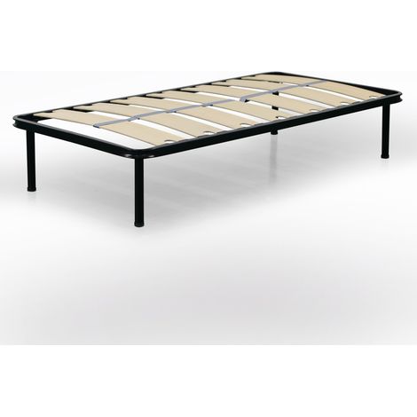 RETE SINGOLA 80X190 IN METALLO NERO CON 7 DOGHE (1/5)