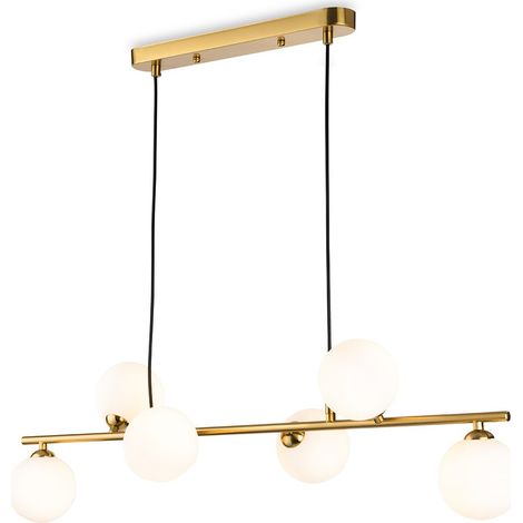 Firstlight Groves Suspension Groves Globe/Lando à 6 lumières en laiton brossé avec verre blanc opale 6xG9