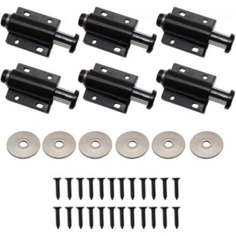 Lot de 6 loquets magnétiques tactiles, longueur de 45 mm, loquets de porte à pousser noirs, loquets magnétiques en métal pour meubles pour armoire, placard, tiroir (1/5)