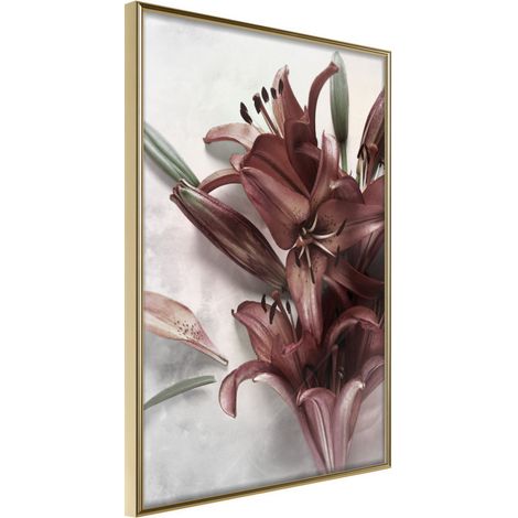 Affiche Murale Encadrée "Burgundy Solace" 30 x 42 cm Or