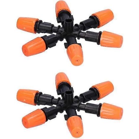 2pcs 6 Head Misting Spray Nozzle Water Spray Head Atomizing Nozzle For Garden Irrigation (1/4)