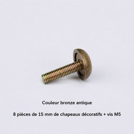 Cache-vis en laiton 15 mm bronze antique avec vis M5, lot de 8 pièces15mm m5 bronze 3,2 × 1,5 × 3,2 cm 30 g – Livraison gratuite