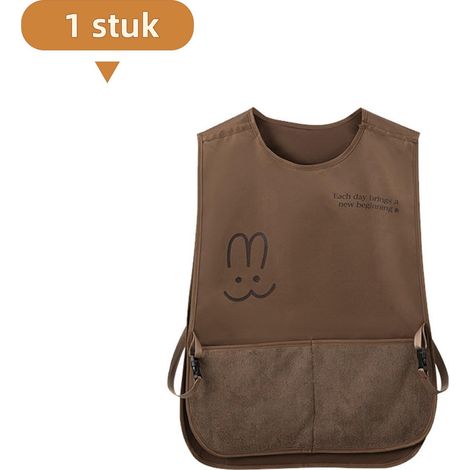 Tablier style cardigan 1 pièce, imperméable et résistant à l’huile, sans manches, avec serviette de cuisine incluse, tablier pratique pour cuisine et tâches ménagères, haute qualité, café (1/5)