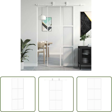 vidaXL Porte coulissante blanc 90x205 cm verre trempé aluminium (1/5)