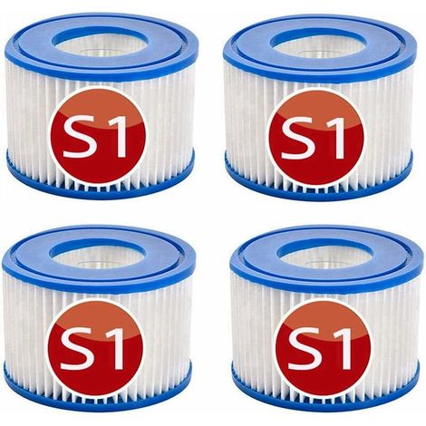 Set mit 4 S1-Ersatzkartuschen für Intex 29001 Schwimmbadfilter – für den Garten im Freien. Typ S1 PureSpa Easy Set – Kartuschen für Whirlpool-Filter – S1-Filter (1/5)