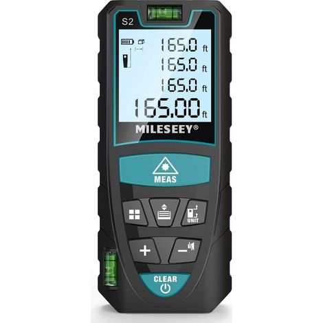 Télémètre Laser - Précision 1 mm - Écran LCD HD - Niveau Électronique Intégré - Mesure Jusqu'à 60 m - 1 Pièce