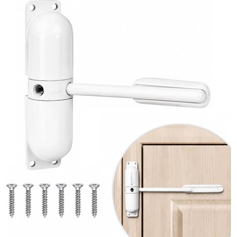 Automatisches Schloss mit verstellbarem Sicherheitsanschluss, kompatibel mit automatischen Türscharnieren für Wohngebäude, weiß. (1/5)
